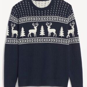 Old Navy Men's Navy and White Crewneck Sweater